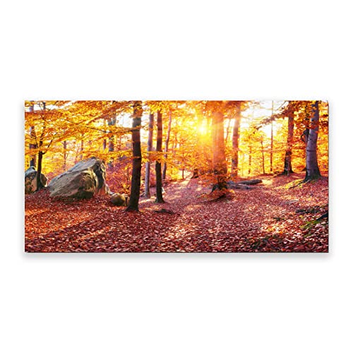 Herbst-Baum- Bilder. Wald auf Leinwand Wandkunst. Modernes Landschaftsbild für Wohnzimmer , Wohnkultur, 70 x 126 cm (27,5 x 49,6 Zoll), rahmenlos von IKYE