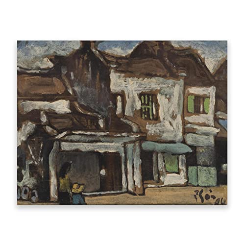 IKYE Berühmte Gemälde Bui Xuan Phai Druck auf Leinwand. 'Street Scene' Reproduktionsposter und Drucke. Abstrakte Wandkunstbilder für Wohnkultur 30 x 42 cm (11,8 x 16,5 Zoll) rahmenlos von IKYE