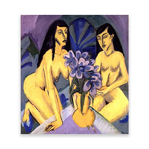 IKYE Blumen berühmte Gemälde Wandkunst. Ernst Ludwig Kirchner (Blumenstrauß) Reproduktionsdruck auf Leinwand. Leinwand-Wandkunst-Poster.40x48cm (15.7x18.9in) Rahmenlos von IKYE