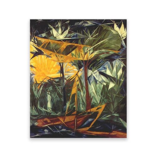 IKYE Blumen berühmte Gemälde Wandkunst. Natalia Goncharova (Gelber und grüner Wald) Reproduktionsdruck auf Leinwand. Leinwand-Wandkunstposter. 40 x 56 cm (15,7 x 20,1 Zoll), rahmenlos von IKYE