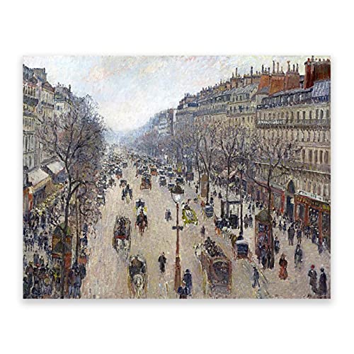 IKYE Camille Pissarro „Boulevard Montmartre“ Reproduktion auf Leinwand. Impressionismus Berühmte Gemälde Drucke. Leinwand-Wand-Kunst-Bild für Wohnkultur. 70 x 98 cm (27,5 x 38,6 Zoll) Rahmenlos von IKYE