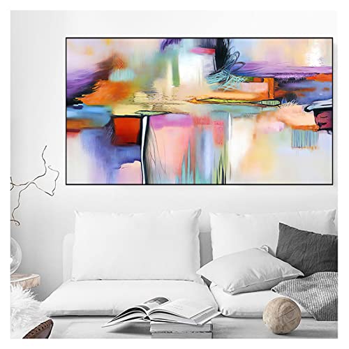 IKYE Farbe lila Moderne abstrakte Malerei auf Leinwand. Leinwand Gemälde Wand Kunstdruck Poster für Wohnzimmer Dekoration 50x100cm(19.6x39.4in) Rahmenlos von IKYE