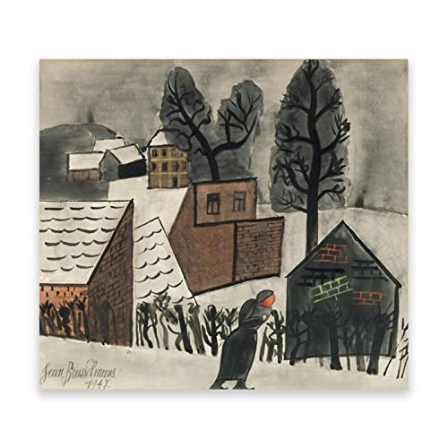 IKYE Jean Brusselmans berühmte Gemälde drucken auf Leinwand. (Winterlandschaft) Ölgemälde-Reproduktion. Leinwand Wandkunst Wohnzimmer Dekor Bild 30x30cm (11.8x11.8in) Rahmenlos von IKYE