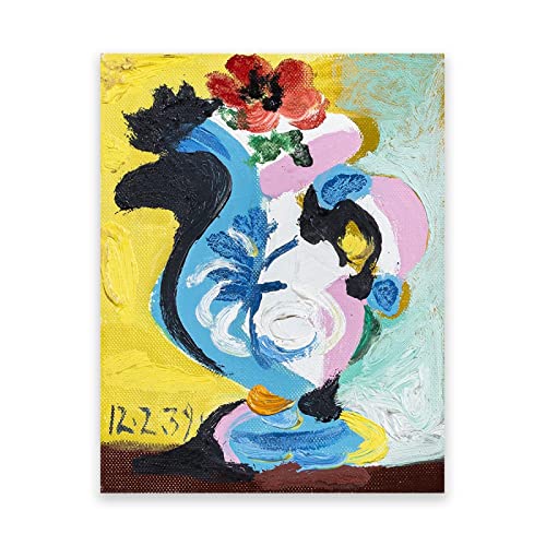 IKYE Pablo Picasso „Vase“ Reproduktion auf Leinwand. Pablo Picasso Abstrakte berühmte Gemälde drucken. Leinwand-Wand-Kunst-Bild für Wohnkultur. 40 x 60 cm (15,8 x 23,7 Zoll) Rahmenlos von IKYE