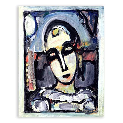 IKYE Reproduktionen berühmter Gemälde von Georges Rouault.“Pierrot“Druck auf Leinwand. Abstraktes Wandbild auf Leinwand für Wohnkultur 60 x 90 cm (23,7 x 35,5 Zoll), rahmenlos von IKYE