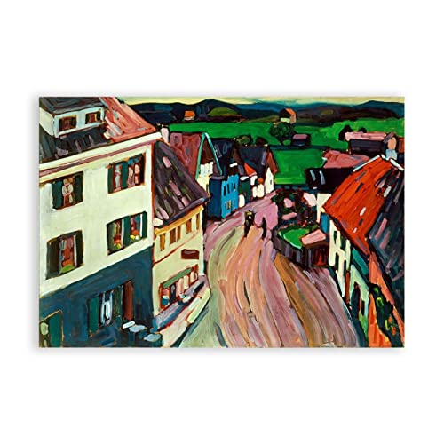 IKYE Wassily Kandinsky Leinwand Wandkunst Berühmte Gemälde Blick aus dem Fenster Reproduktionsposter. Abstrakte Kunstbilder für Heimdekoration, 70 x 105 cm (27,5 x 41,4 Zoll), rahmenlos von IKYE