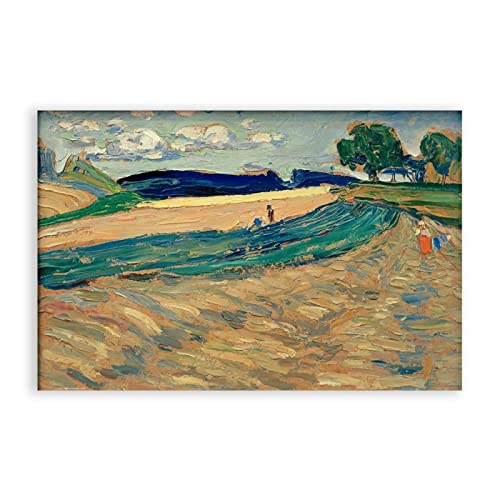 IKYE Wassily Kandinsky Leinwand Wandkunst Berühmte Gemälde Gelbes Feld Reproduktionsposter. Abstrakte Kunstbilder für Heimdekoration, 40 x 60 cm (15,8 x 23,7 Zoll), rahmenlos von IKYE