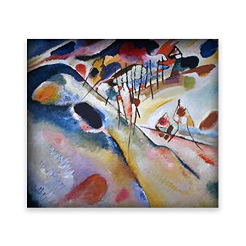 IKYE Wassily Kandinsky Leinwand Wandkunst Berühmte Gemälde. Landschaft Reproduktionsplakat. Abstrakte Kunstbilder für Heimdekoration, 60 x 72 cm (23,6 x 28,3 Zoll), rahmenlos von IKYE