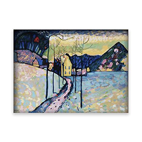 IKYE Wassily Kandinsky Leinwand Wandkunst Berühmte Gemälde. Wassily Kandinsky Reproduktionsplakat Winterlandschaft. Abstrakte Kunstbilder für Wohnkultur, 40 x 56 cm (15,7 x 20,1 Zoll), rahmenlos von IKYE