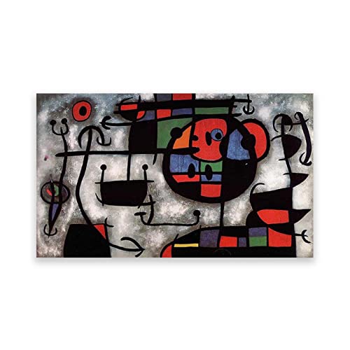 Joan Miro: Die Skistunde. Berühmte Leinwand Wandkunst. Reproduktion auf Leinwand. Schlafzimmer Wohnzimmer Dekoration 70x126cm (27.5x49.6in) Rahmenlos von IKYE