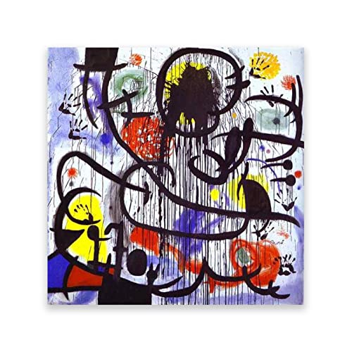 Joan Miro: Mai 1968. Berühmte Leinwand-Wandkunst. Reproduktion auf Leinwand. Schlafzimmer Wohnzimmer Dekoration 80x80cm (31.5x31.5in) Rahmenlos von IKYE