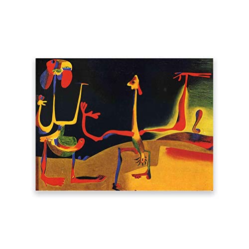 Joan Miro: Mann und Frau. Berühmte Leinwand Wandkunst. Reproduktion auf Leinwand. Schlafzimmer Wohnzimmer Dekoration 40x60cm (15.8x23.7in) Rahmenlos von IKYE