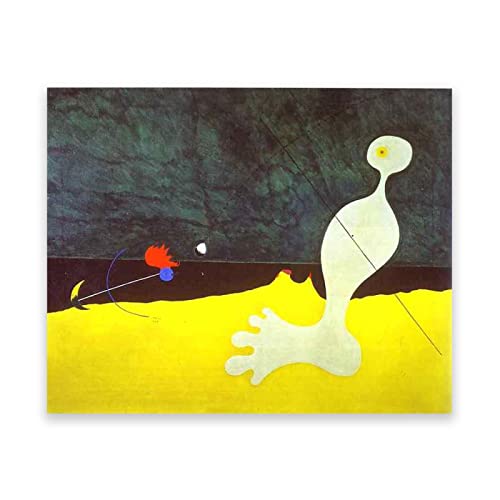 Joan Miro: Stein auf einen Vogel. Berühmte Leinwand Wandkunst. Reproduktion auf Leinwand. Schlafzimmer Wohnzimmer Dekoration 50x70cm (19.6x27.5in) Rahmenlos von IKYE