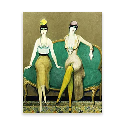 Kees van Dongen Berühmte Gemälde Kunstposter. Reproduktion Leinwand Wandkunst Bild. Für Wohnkultur. (Dolly Sisters) 80 x 120 cm (31,4 x 47,2 Zoll) Rahmenlos von IKYE