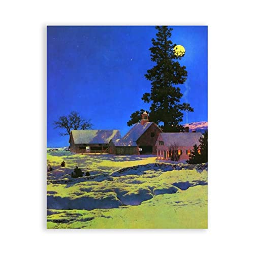 Kunstdruck auf Leinwand „Moonlight“ von Maxfield Parrish. Berühmte Kunst Bilder Reproduktion Kunst Ölgemälde Home Decor Art Bilder 50x70cm (19.6x27.5in) Rahmenlos von IKYE