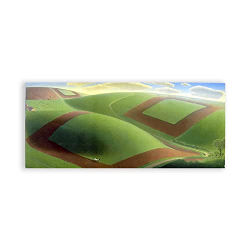 Kunstdruck auf Leinwand „Spring Turning“ von Grant Wood. Berühmte Kunst Bilder Reproduktion Kunst Ölgemälde Home Decor Art Bilder 30x60cm (11.8x23.6in) Rahmenlos von IKYE