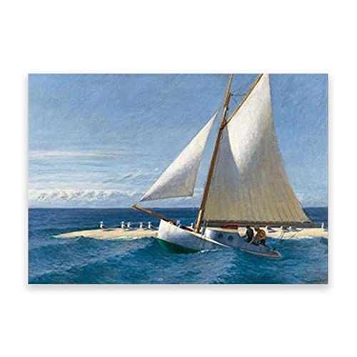 Segelboot-Bilder auf Leinwand. Berühmte Meereslandschaften auf Leinwand. Eduard Hopper. Segelboot-Leinwand-Wandkunst für Wohnzimmerdekoration, 50 x 75 cm (19,7 x 29,6 Zoll), rahmenlos von IKYE