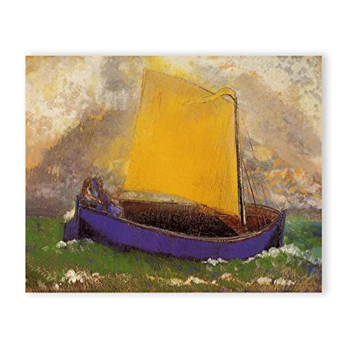 Segelboot-Bilder auf Leinwand. Berühmte Meereslandschaften auf Leinwand. Odilon Redon. Segelboot-Leinwand-Wandkunst für Wohnzimmerdekoration, 50 x 70 cm (19,6 x 27,5 Zoll), rahmenlos von IKYE