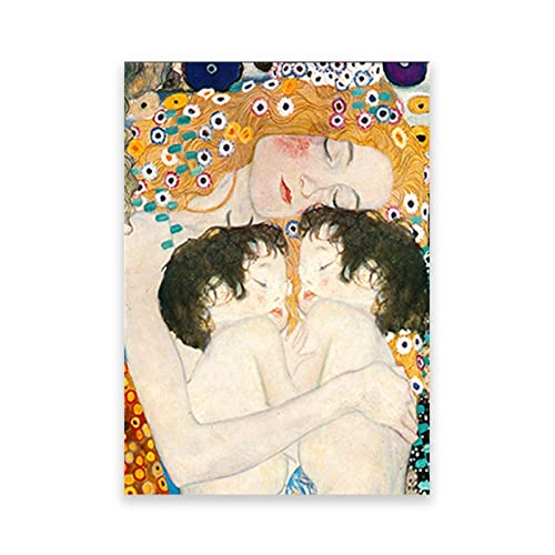 Zwillinge Baby von Gustav Klimt Kunstdruck auf Leinwand. Berühmte Kunst Bilder Reproduktion Kunst Ölgemälde Home Decor Art Bilder 50x75cm(19.7x29.6in) Rahmenlos von IKYE