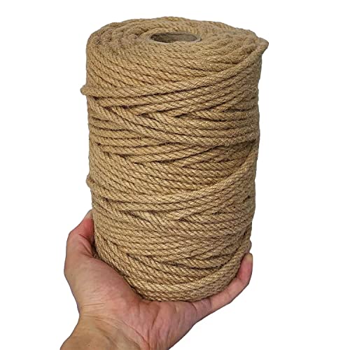 ILIKEEC Juteseil, 100 m, 6 mm, 4-lagig, natürliche, Dicke Jute-Schnur für Floristik, Basteln, Gartenarbeit, Bündelung und Kratzbaum für Katzen (braun) von ILIKEEC