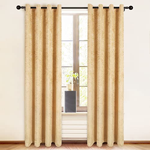 Chenille Vorhang mit Ösen, Thermogardine Blickdicht Verdunkelungs Gardinen Energieeffizient Dekoschal Vorhänge für Büro Kinderzimmer Schlafzimmer, 1 Stücke-7-132x264cm von ILMF