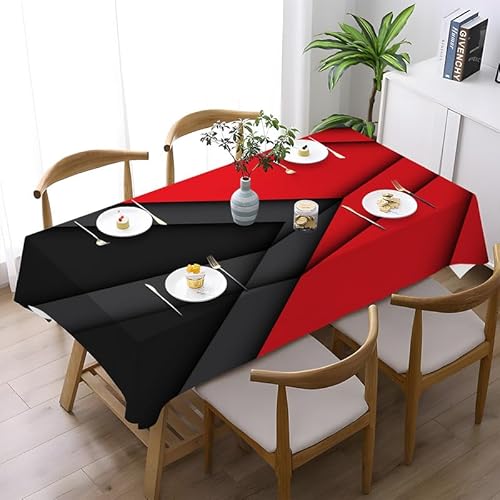 Tischdecke Abwaschbar Rotes Und Schwarzes Gartentischdecke Rechteckige Lotuseffekt Fleckschutz Abwaschbar Outdoor-Tischdecken für Halloween Deko Biertisch Tischplatte Tischdecken (132x182 cm) von ILMIRA