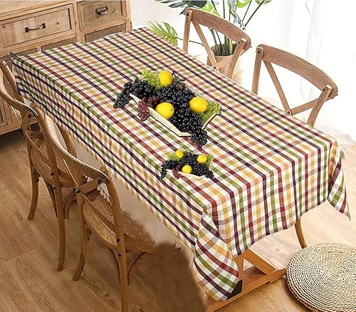 Tischdecke Rot Kariert Outdoor Tischdecke Tischdecke Wetterfest Abwaschbar Fleckschutz Knitterfrei Polyester Tischtuch für Garten Home Küche Tischdeko Geburtstag Tischplatte (150x213 cm) von ILMIRA