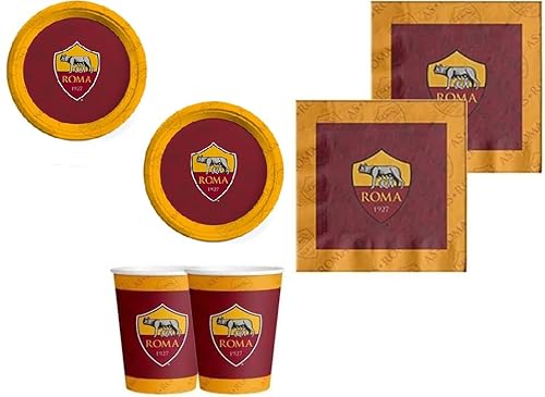 Party-Set mit 8 Tellern 23 cm, 8 Becher und Servietten (Rom Fußball) von ILS I LOVE SHOPPING