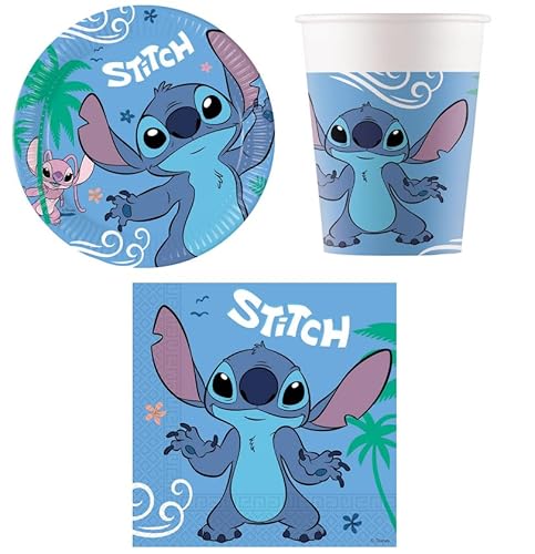 ILS I LOVE SHOPPING Stitch Party-Set für 8 Personen, mit 8 Tellern, 8 Bechern und 20 Servietten von ILS I LOVE SHOPPING