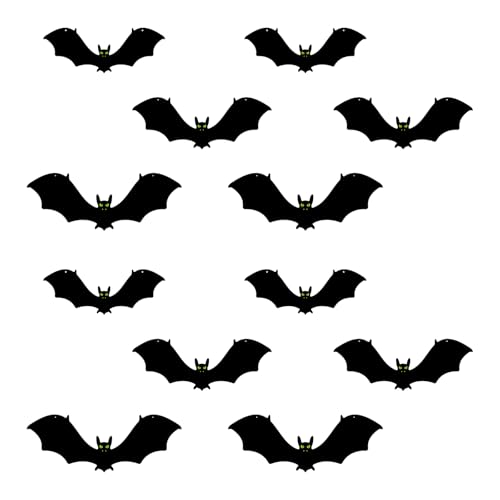 12 Stück Halloween-Fledermaus-Dekoration, hängende Ornamente für Veranda und Rasen, realistische fliegende Fledermaus-Anhänger von ILZAPT