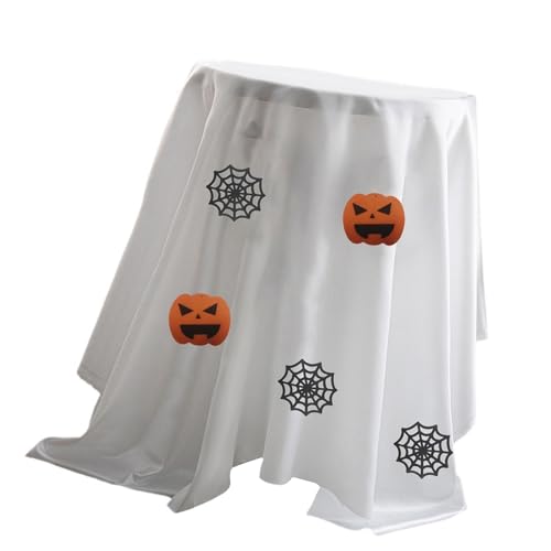 ILZAPT Halloween-Kürbisse, Fledermäuse, runde Tischdecke, Spinnen, waschbar, Polyester, Esszimmer, dekorativ für den Urlaub von ILZAPT