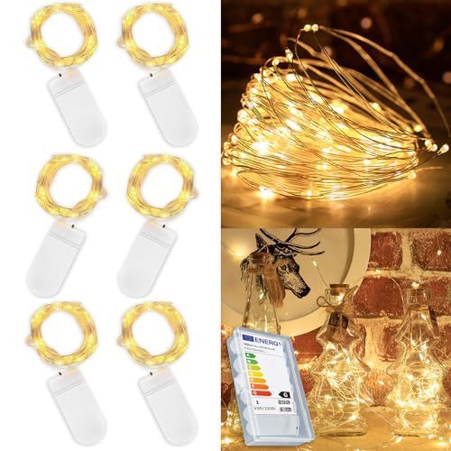 ILantule 6 Stück LED Mini Lichterkette mit Batterie,2M 20 Mini LED Lichterkette,Mini Lichterketten Batteriebetrieben für Party,Weihnachten,Hochzeitsdeko von ILantule