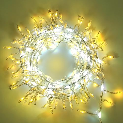 IMAGE Feuerwerkskörper Lichterkette Strombetrieben mit Stecker 5M/16.4Ft, 300 Led Lichterkette wasserdicht Zwinkern super hell, DIY Party Hochzeit Außen und Innen Weihnachtsdekoration (Mix Warm weiß) von IMAGE