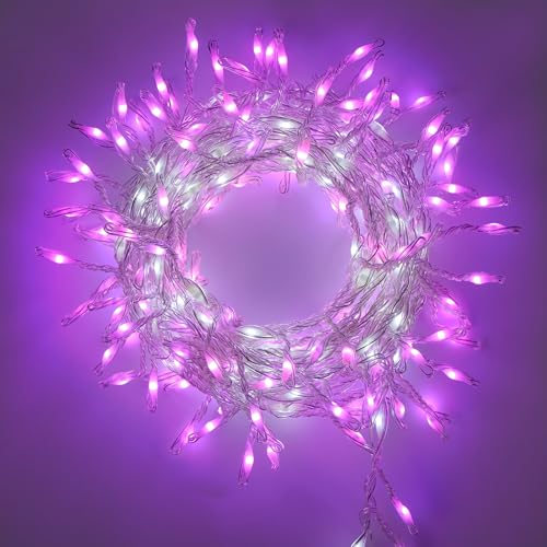 IMAGE Feuerwerkskörper Lichterkette Strombetrieben mit Stecker 5M/16.4Ft, 300 Led Lichterkette wasserdicht Zwinkern super hell, DIY Party Hochzeit Außen und Innen Weihnachtsdekoration (Mix Rosa&Weiß) von IMAGE