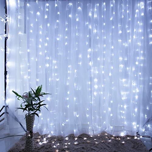 IMAGE 8 Modi Vorhang Lichter 300LED Vorhang String Lichterkette Fee Lichter für Haus Garten Schlafzimmer Hochzeit Party Backdrops Dekor mit voll wasserdicht und Sicherheit warm weiß (weiß)… von IMAGE