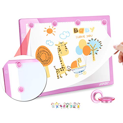 IMAGE Licht Pad A4 Leuchttisch LED magnetisches Zeichenbrett dimmbarer Leuchtkasten mit USB Kabel Copy Board zum Zeichnen Malen (Rosa) von IMAGE