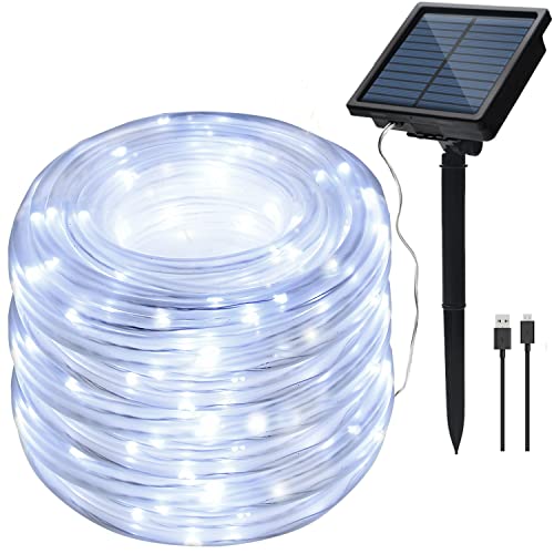 IMAGE Solar Lichterschlauch 23M 200LED Lichtschlauch Wasserdichte Lichterkette Außen Outdoor Garten Baum Beleuchtung, kaltweiß von IMAGE