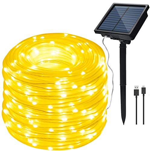 IMAGE Solar Lichterschlauch 23M 200LED Lichtschlauch Wasserdichte Lichterkette Außen Outdoor Garten Baum Beleuchtung, warmweiß von IMAGE