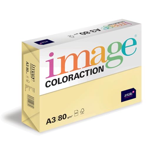 Image Coloraction Desert - farbiges Kopierpapier - DIN A3, 297 x 420 mm, 80 g/m² - buntes, holzfreies Druckerpapier für Kopierer - 500 Blatt - Gelb Image Coloraction Desert - farbiges Kopierpapier - DIN A3, 297 x 420 mm, 80 g/m² - buntes, holzfreies Druckerpapier für Kopierer - 500 Blatt - Gelb von IMAGE