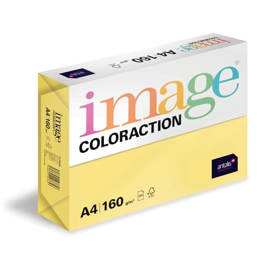 Image Coloraction Florida - farbiges Kopierpapier - DIN A4, 210 x 297 mm, 160 g/m² - buntes, holzfreies Druckerpapier für Kopierer - 250 Blatt - Zitronengelb von IMAGE