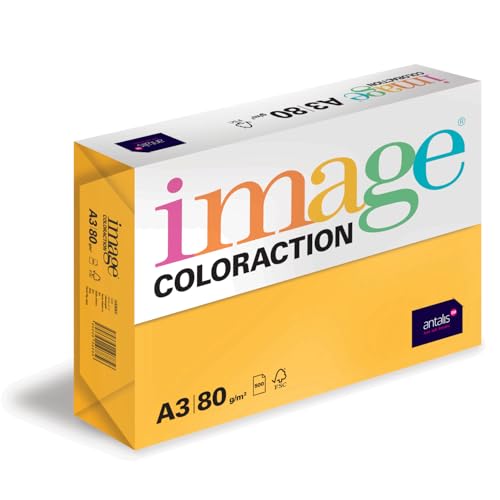 Image Coloraction Hawai - farbiges Kopierpapier - DIN A3, 297 x 420 mm, 80 g/m² - buntes, holzfreies Druckerpapier für Kopierer - 500 Blatt - Intensivgelb von IMAGE