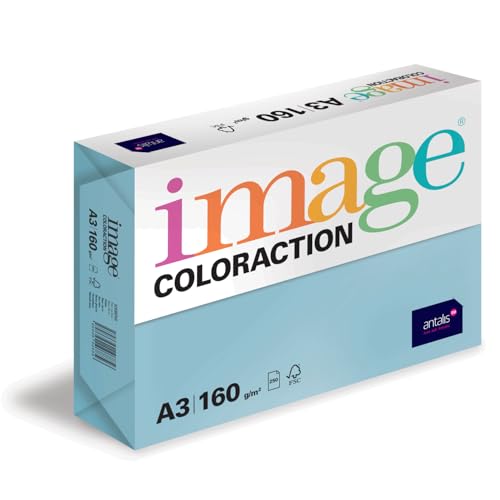 Image Coloraction Iceberg - farbiges Kopierpapier - DIN A3, 297 x 420 mm, 160 g/m² - buntes, holzfreies Druckerpapier für Kopierer - 250 Blatt - Eisblau von IMAGE