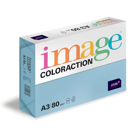 Image Coloraction Iceberg - farbiges Kopierpapier - DIN A3, 297 x 420 mm, 80 g/m² - buntes, holzfreies Druckerpapier für Kopierer - 500 Blatt - Eisblau von IMAGE