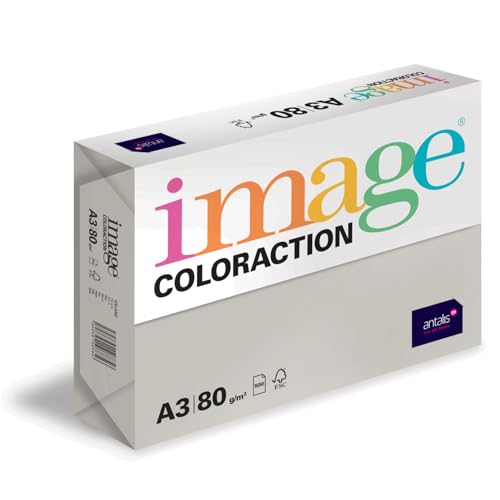 Image Coloraction Iceland - farbiges Kopierpapier - DIN A3, 297 x 420 mm, 80 g/m² - buntes, holzfreies Druckerpapier für Kopierer - 500 Blatt - Grau von IMAGE