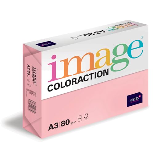 Image Coloraction Tropic - farbiges Kopierpapier - DIN A3, 297 x 420 mm, 80 g/m² - buntes, holzfreies Druckerpapier für Kopierer - 500 Blatt - Hellrosa von IMAGE