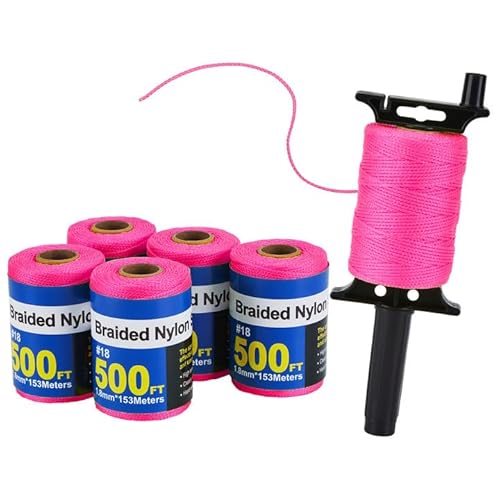 Mason Line String Line - # 18 geflochtene Nylon Schnur - 500 Ft Länge - Nylon mit nachladbaren Linie Reel Twine für Gartenarbeit oder Mauerwerk Tools für eine Schnur Ebene, Rosa von IMAGE