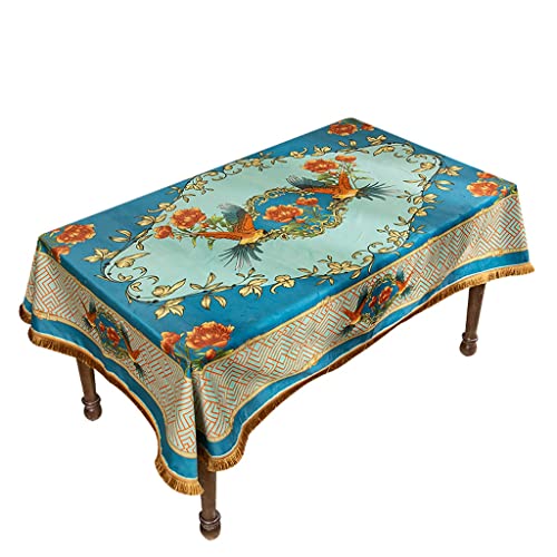 IMEITE Tischdecke, rechteckig, mit Blumen- und Vogeldruck, Tischdecke, Couchtischdecke, Plüsch, Staubschutz, Picknick-Tischdecke (A,140 x 180 cm) von IMEITE