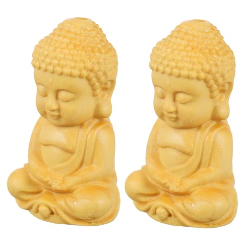 IMIKEYA 1 Satz 2st Buddha-zubehör Ornamente Zubehör Für Schlüsselanhänger Statuen Buddhistische Lieferungen Maitreya Buddha Hängende Anhänger Vintage Maitreya-Charme Yellow Buchsbaum von IMIKEYA