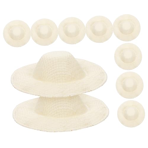 IMIKEYA 10 Stück Mini-Hut puppenkleidung Puppen Kleidung Puppenkostüme gartentischchen doll Accessories Strohhut Mini-Hexenhut süße Mütze Mini-Puppenhüte Mini gewebter Hut Stoff Beige von IMIKEYA