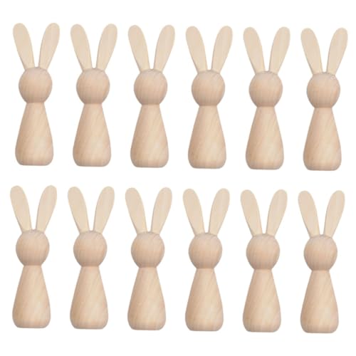 IMIKEYA 12st Hasenschmuck Aus Holz Osterhase Aus Holz Osterdekoration Aus Holz Hasen Aus Holz Holzdekoration Hase Hasendekor Aus Holz Hasen-Ornamente Osterhasen-holzornamente Hölzern Beige von IMIKEYA